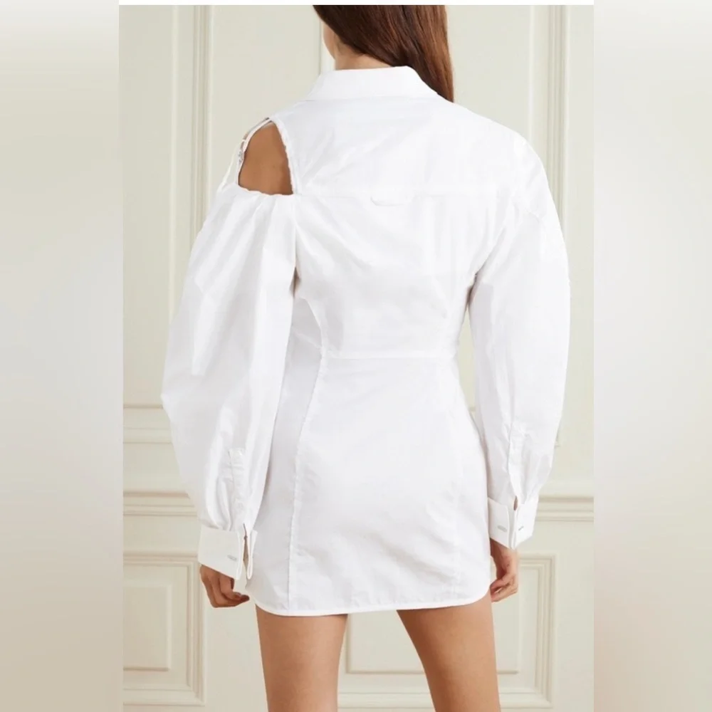 JACQUEMUS La Robe Galliga Cutout Poplin Mini Dress in White sz FR 36 US 4 920$ - Picture 3 of 17